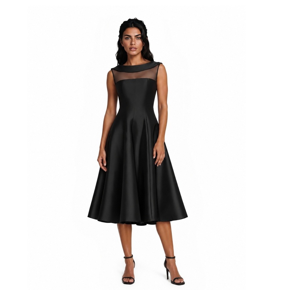 NEW Betsy Adam Cocktail Dress Women's Size 4 Black Off Shoulder Fit & Flare $269